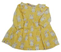 Žluté mačkané šaty se zajíčky a volánky St. Bernard