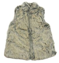 Šedo-smetanová kožešinová podšitá vesta Tu
