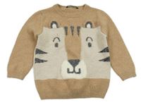 Světlehnědý melírovaný vlněný svetr s tygrem George