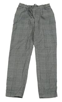 Šedo-černo-bílo/světlešedé kostkované vzorované chino kalhoty KIDS ONLY