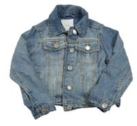 Modrá riflová crop bunda s prošoupáním a límečkem Next