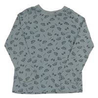 Šedomodré pyžamové triko s auty a blesky a praporky lupilu