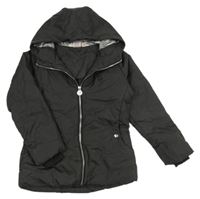 Tmavošedá melírovaná prošívaná šusťáková pod/zimní bunda s kapucí UP2