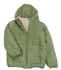 Khaki prošívaná šusťáková zateplená bunda s kapucí Kuniboo