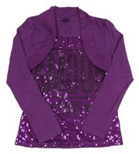 Purpurové triko s flitry a bolérkem Y.F.K.