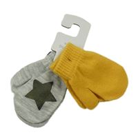 Nové - 2x - Palcové rukavice - Šedo-tmavomodré melírované s hvězdičkou, tmavožluté St. Bernard