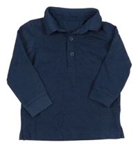 Tmavomodré melírované mikinotriko s autem a límečkem Matalan