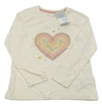 Nové - smetanové triko se srdíčky a nápisem PRIMARK