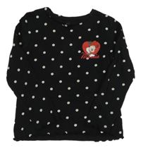 Černo-bílé puntíkaté triko s Minnie C&A