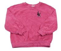 Tmavorůžová žebrovaná sametová mikina s písmenky ALIX