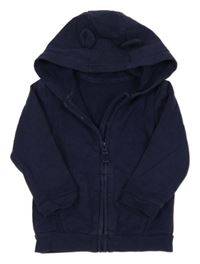 Tmavomodrá propínací mikina s kapucí s oušky George