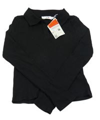 Nové - černé žebrované crop triko s límečkem C&A