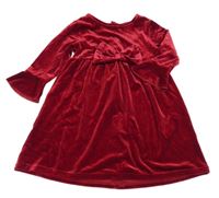 Tmavočervené lesklé sametové šaty s mašlí St. Bernard