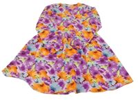 Fialovo-oranžovo-modré květované mačkané šaty name it.