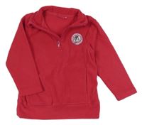 Červená fleecová funkční mikina se znakem s lyžařem Tom Tino