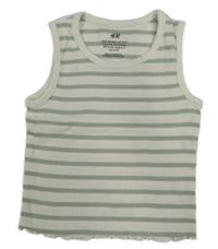 Smetanovo-světlekhaki pruhovaný žebrovaný top H&M