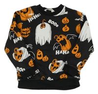 Černá mikina s dýněmi a duchy H&M