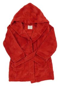 Červený plyšový župan s hvězdičkami a kapucí PRIMARK