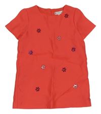 Červené šaty s květy s flitry TOMMY HILFIGER