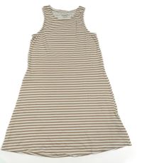 Hnědo-bílé pruhované šaty PRIMARK