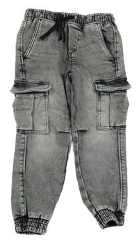 Šedé plísňové cargo cuff teplákové rifle H&M