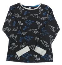 Černo-šedé pyžamové triko s dinosaury HEMA