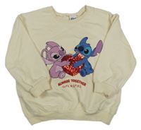 Smetanová mikina se Stitchem a Angelou a flitry Disney