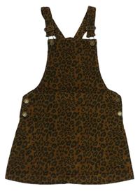 Skořicové manšestrové šaty s leopardím vzorem F&F
