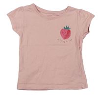 Růžové tričko s jahodou Primark