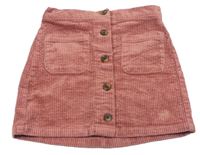 Starorůžová manšestrová sukně s knoflíky Next
