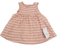 Růžovo-smetanové pruhované bavlněné šaty zn. M&S