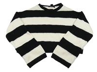 Černo-smetanový pruhovaný crop svetr New Look