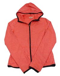Neonově oranžová melírovaná sportovní propínací mikina s kapucí H&M