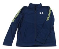 Tmavomodrá sportovní propínací funkční mikina s logem Under Armour