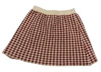 Béžovo-vínová kostkovaná pletená sukně zn. Shein