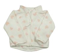 Bílá fleecová propínací mikina se srdíčky Ergee