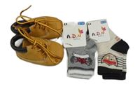 3set - Medové capáčky vel. 17 + šedé melírované ponožky s kotvou + béžovo-černé s erbem