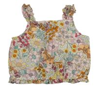 Béžovo-barevný květovaný crop top H&M