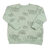 Světlezelená mikina s nápisy