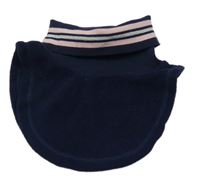 Tmavomodrá fleecová vsadka s rolákem s pruhy