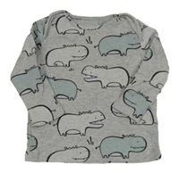 Šedé melírované triko s hrochy Next