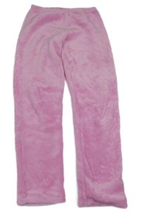 Růžové chlupaté pyžamové kalhoty