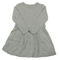 Světlešedé melírované žebrované teplákové šaty H&M