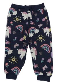 Tmavomodré tepláky s obrázky F&F