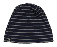 Tmavomodro-šedá pruhovaná bavlněná čepice Alive