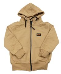 Hnědá propínací mikina s nášivkou a kapucí Hugo Boss