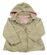 Béžová plátěná jarní bunda s kapsami a kapucí C&A