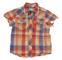 Korálovo-červeno-modrá kostkovaná košile H&M