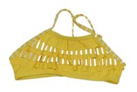 Žluto-bílá plavková lambáda s pruhy a volánky Kiki&Koko