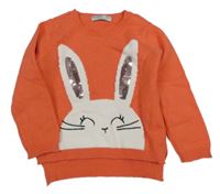 Korálový svetr s králíkem s flitry